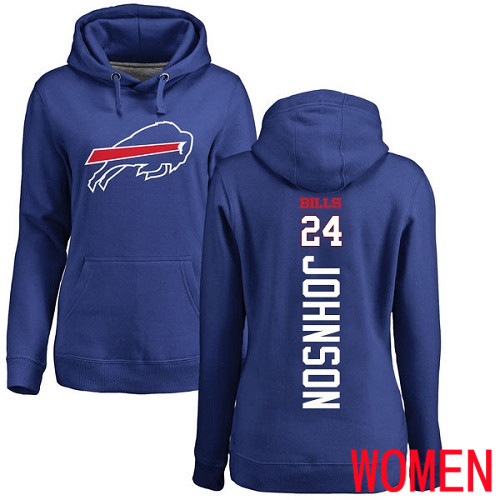 NFL Women Buffalo Bills #24 Taron Johnson Royal Blue Backer Pullover Hoodie Sweatshirt